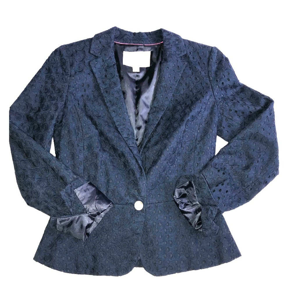 Banana Republic Navy Eyelet Blazer